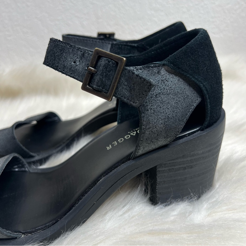Kelsi Dagger Brooklyn Linden Ankle Strap Leather Distressed Block Heel - Picture 6 of 8